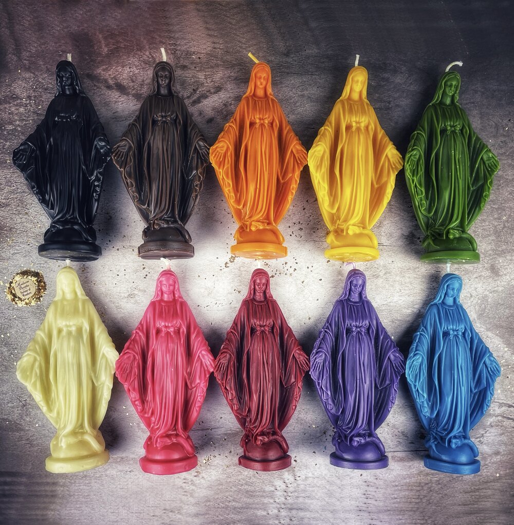 Beeswax Queen of Heaven Spell Candle - Divine Protection & Unconditional Love Magic