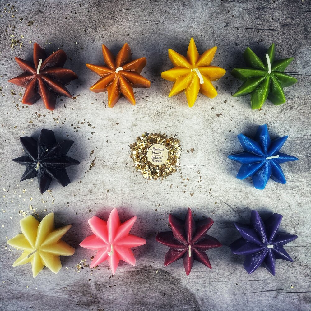 Beeswax Mystic Star Spell Candle - Manifestation & Spiritual Power Magic