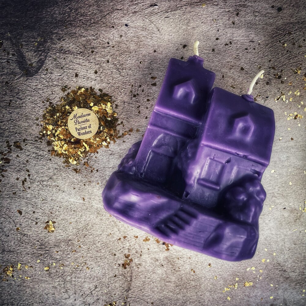 Beeswax Happy House Spell Candle - Home Protection, Harmony & Blessings Magic