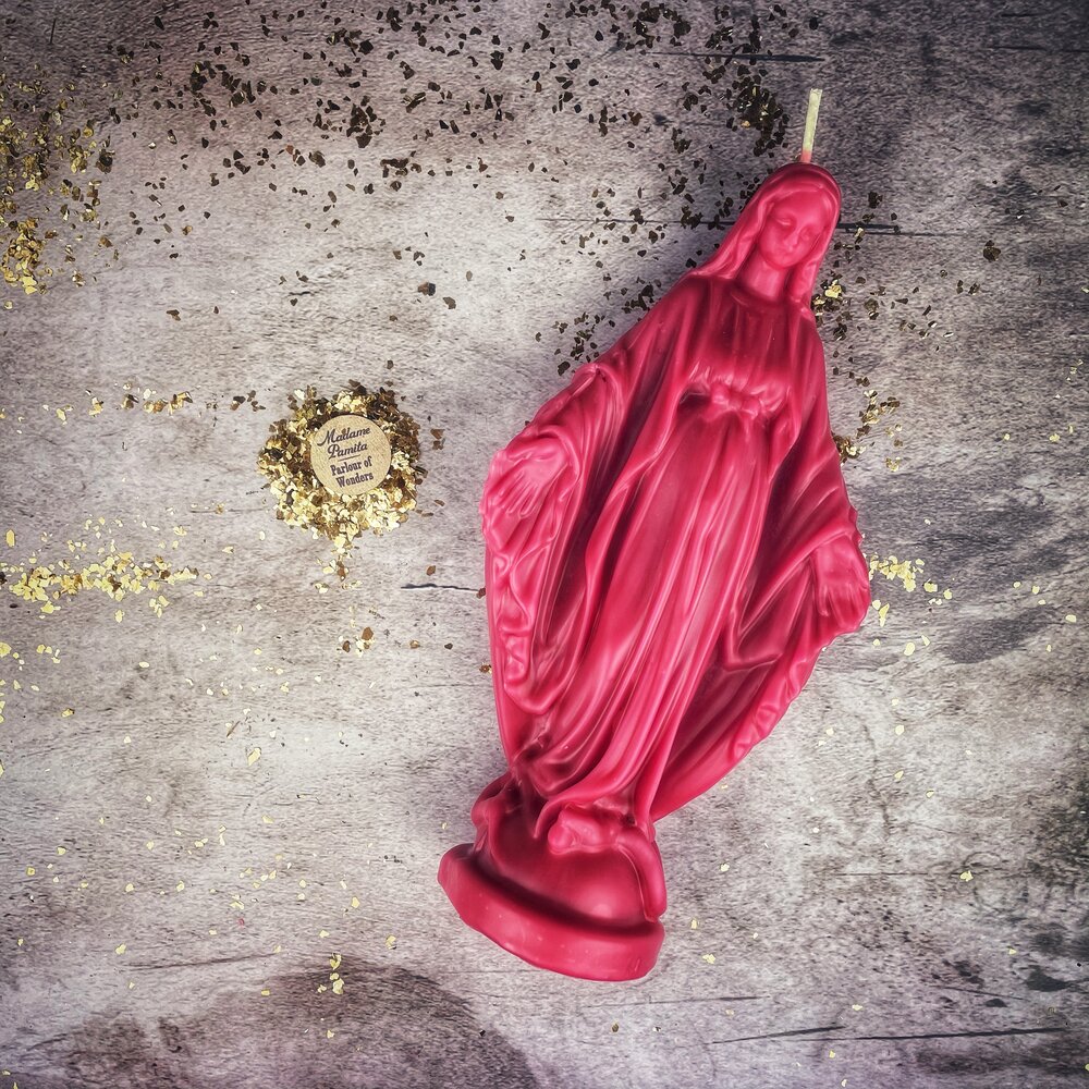 Beeswax Queen of Heaven Spell Candle - Divine Protection & Unconditional Love Magic