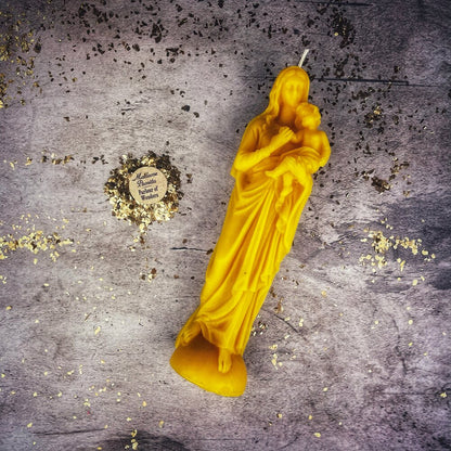 Beeswax Mother Mary Spell Candle - Divine Protection & Unconditional Love Magic