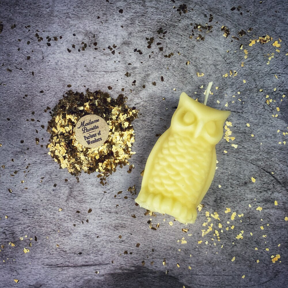 Beeswax Wise Owl Spell Candle - Wisdom & Psychic Awareness Magic