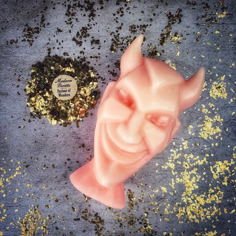 Beeswax Run Devil Run Spell Candle - Banish Evil & Invoke Trickster Magic