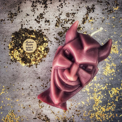 Beeswax Run Devil Run Spell Candle - Banish Evil & Invoke Trickster Magic