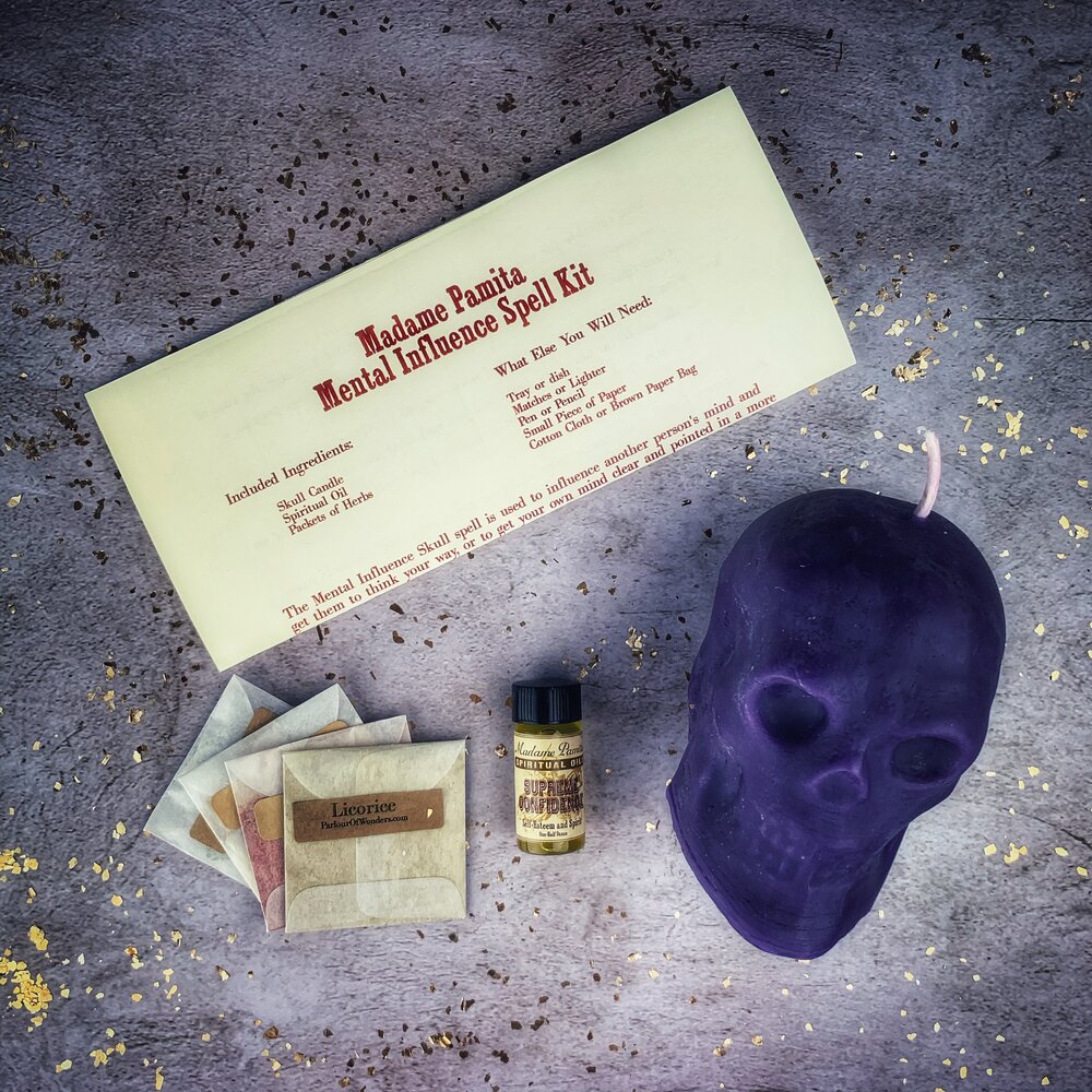 Mental Influence Skull Candle Spell Kit - Mind Control & Mental Clarity
