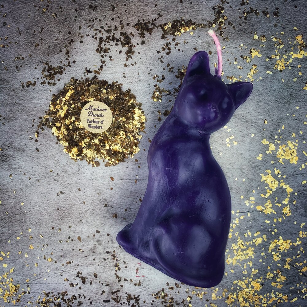 Beeswax Lucky Cat Spell Candle - Fast Action & Manifestation Magic