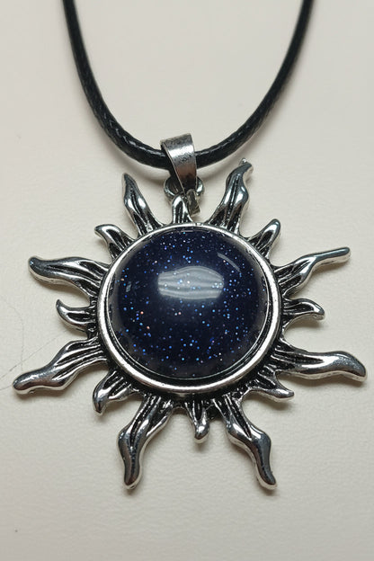 Blue Sandstone Sun Pendant Necklace