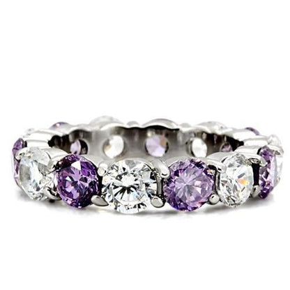 High Polished Stainless Steel Amethyst Ring