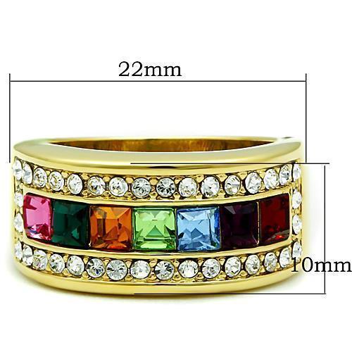 Gold Stainless Steel Crystal Ring
