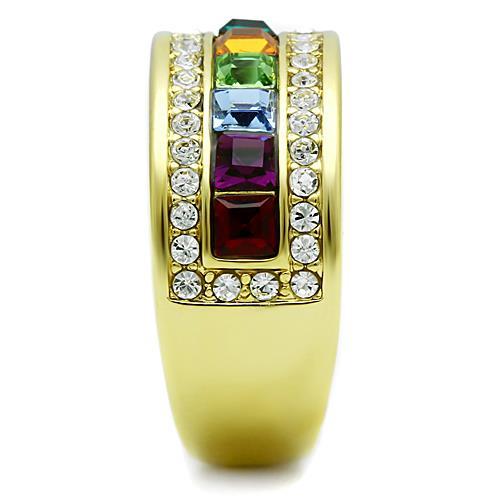 Gold Stainless Steel Crystal Ring