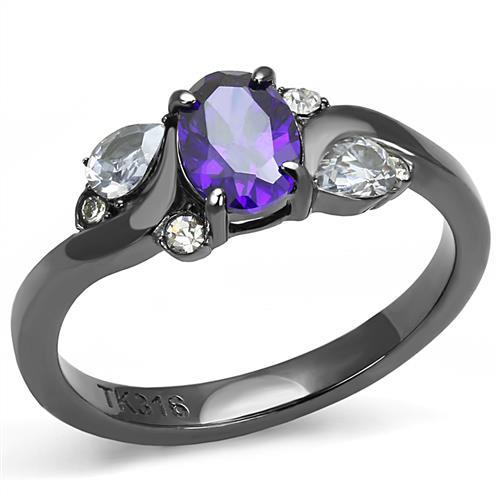 Light Black Stainless Steel Tanzanite Ring