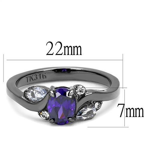 Light Black Stainless Steel Tanzanite Ring