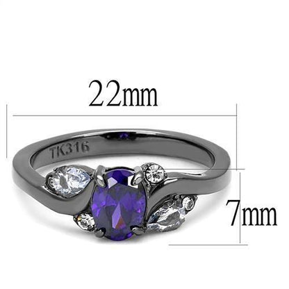 Light Black Stainless Steel Tanzanite Ring