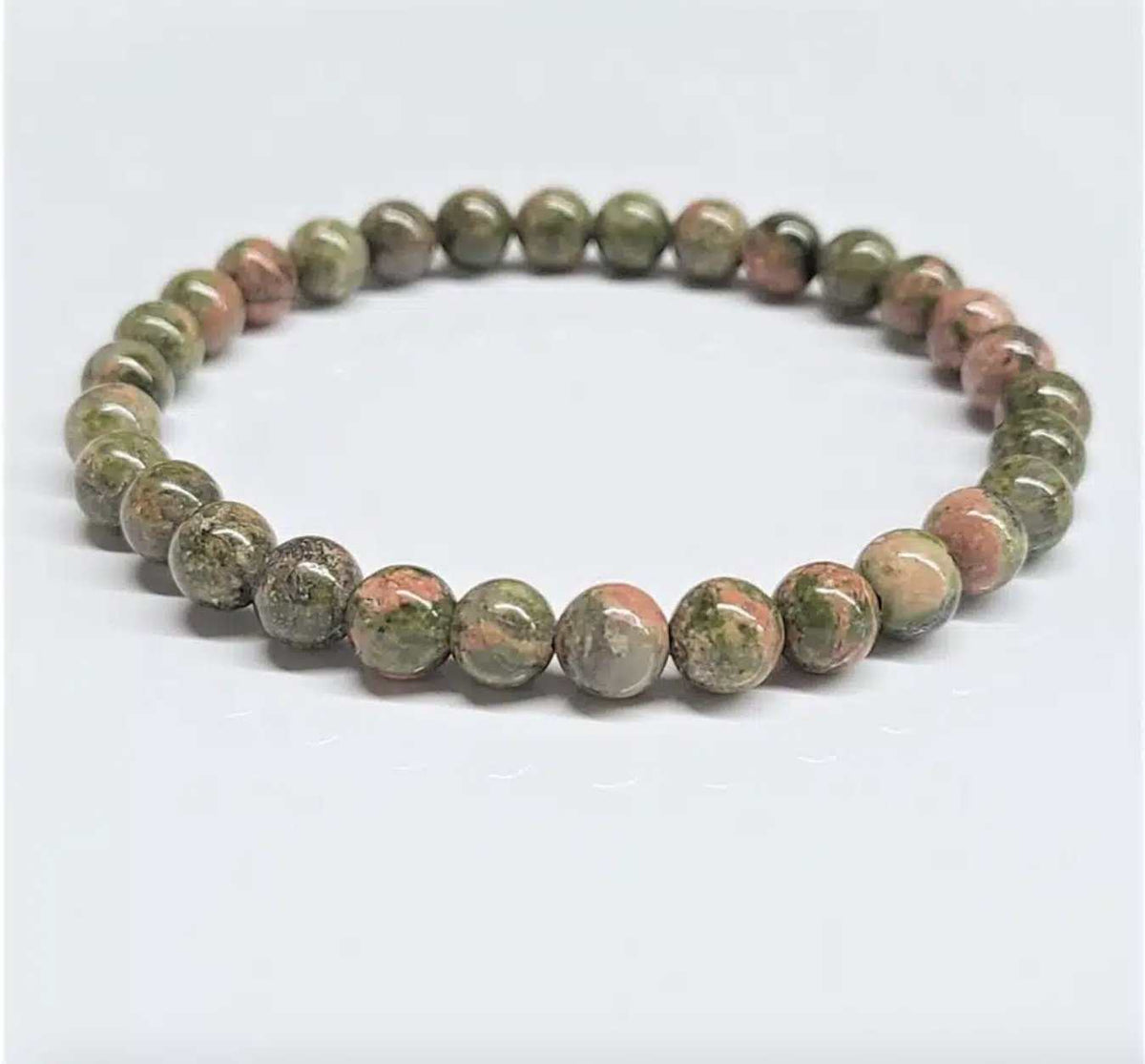 Unakite Round Bead Bracelet - Heart Guardian