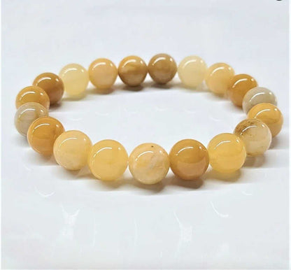 Yellow Jade Round Bead Bracelet - Courageous Joy