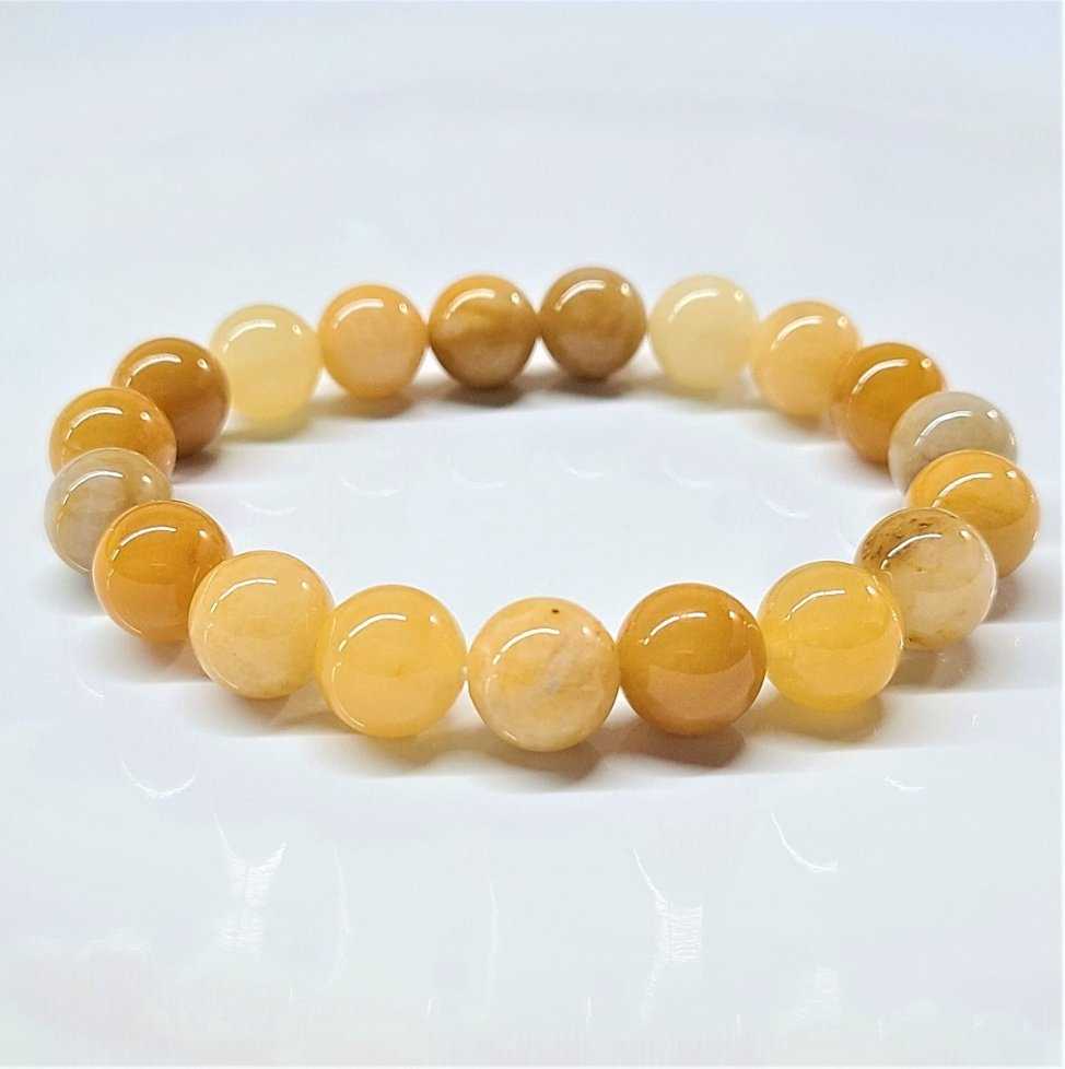 Yellow Jade Round Bead Bracelet - Courageous Joy