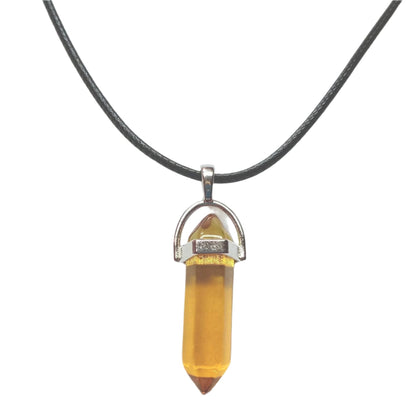 Bullet Shape Healing Stones with Black Paracord Necklace - Crystal Cooper